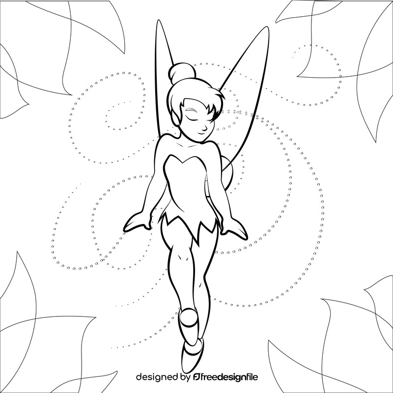 Tinkerbell drawing black and white vector