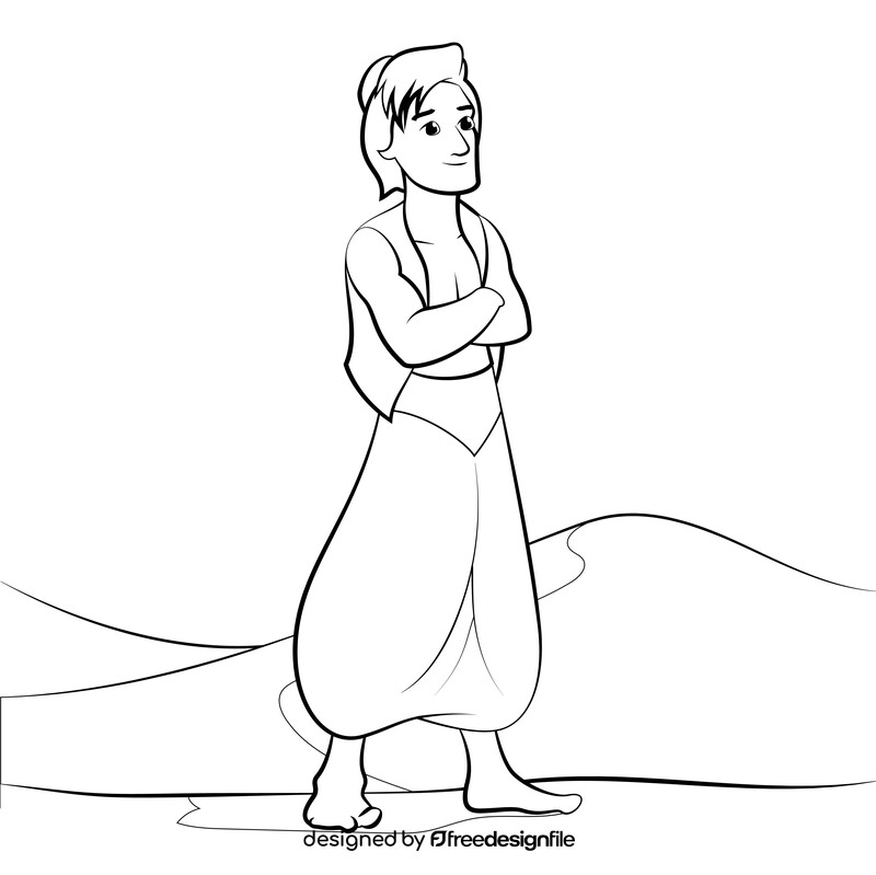 Aladdin drawing black and white vector
