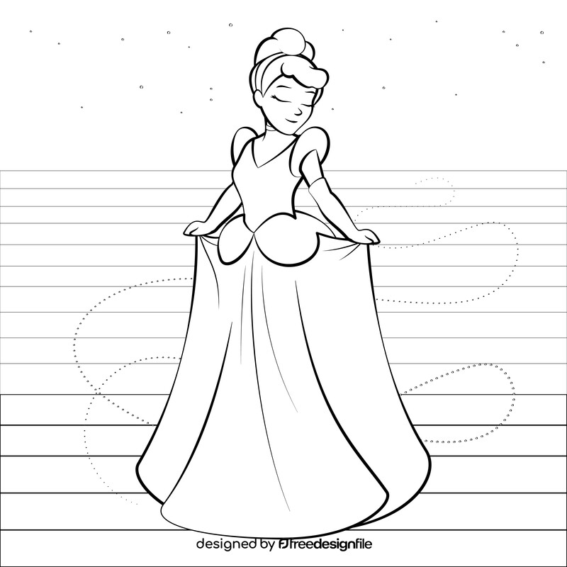 Cinderella drawing black and white vector