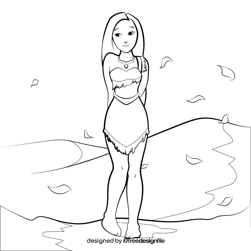 Pocahontas drawing black and white vector