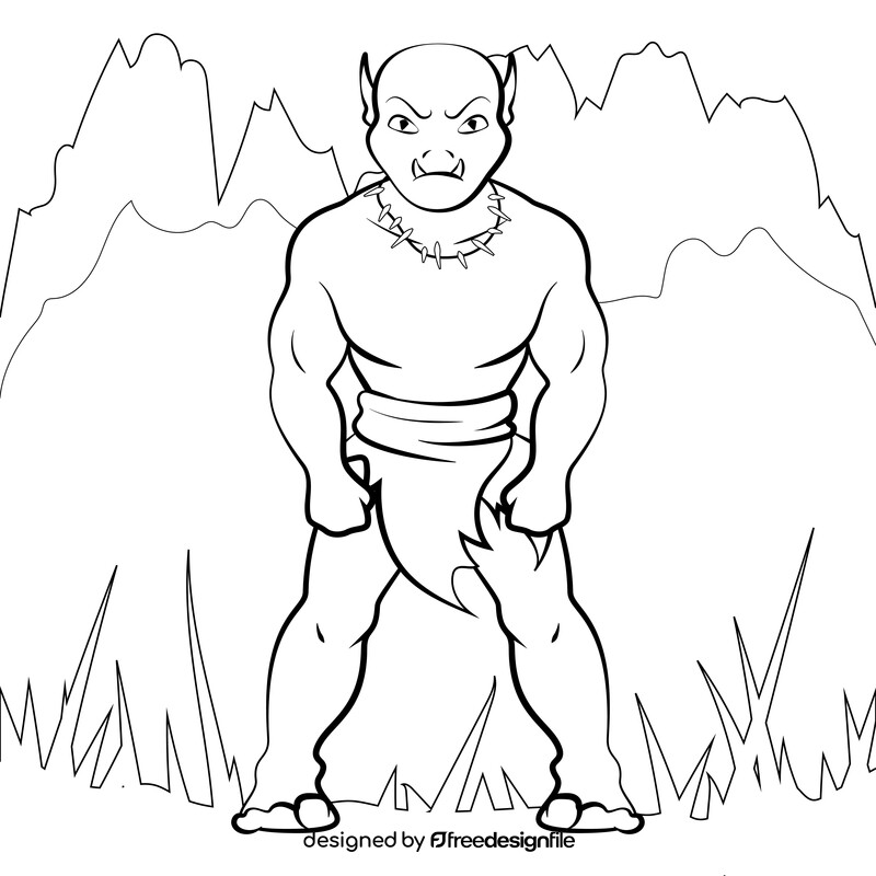 Orc drawing black and white vector