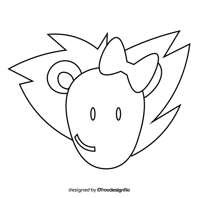 Cartoon hedgehog cute black and white clipart