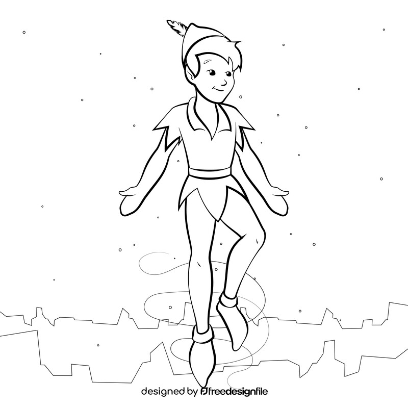 Peter pan drawing black and white vector