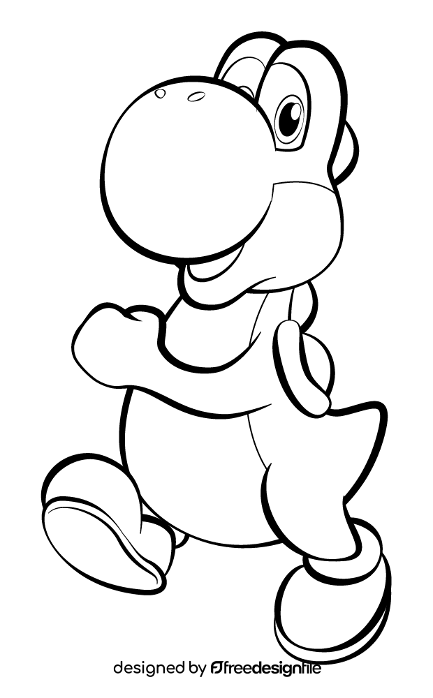 Yoshi black and white clipart vector free download