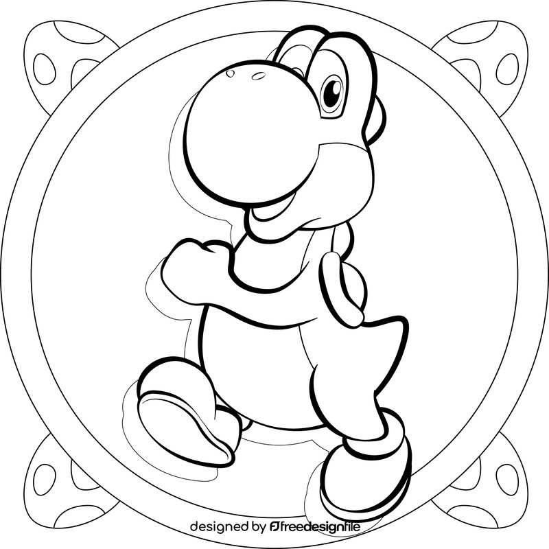 Yoshi drawing black and white vector