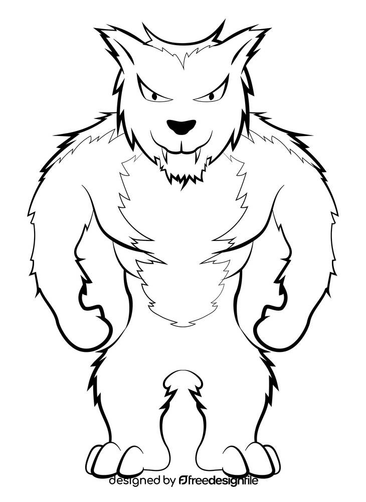 Werewolf black and white clipart