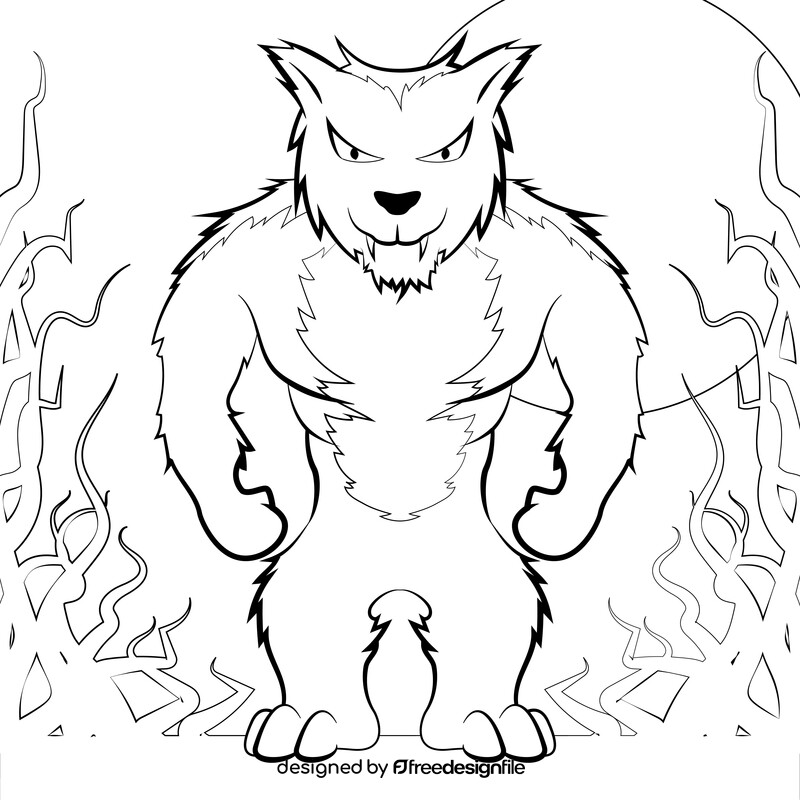 Werewolf drawing black and white vector