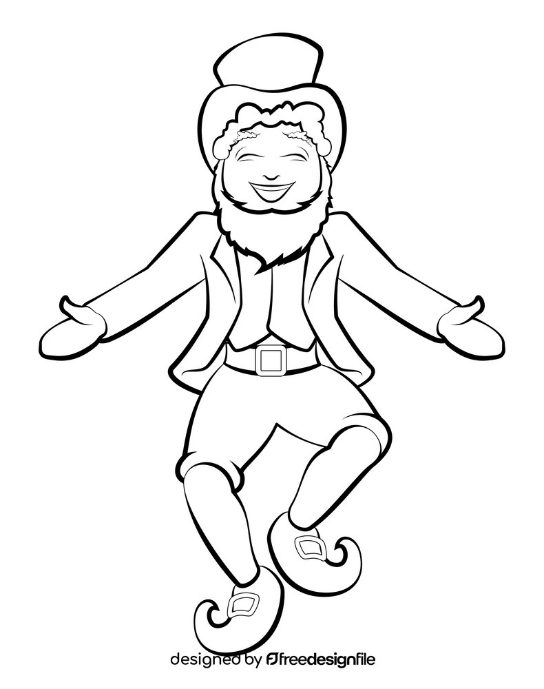 Leprechaun black and white clipart