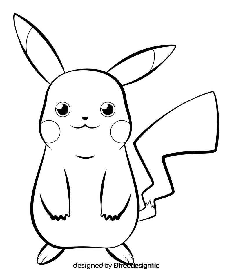 Pokemon Pikachu black and white clipart