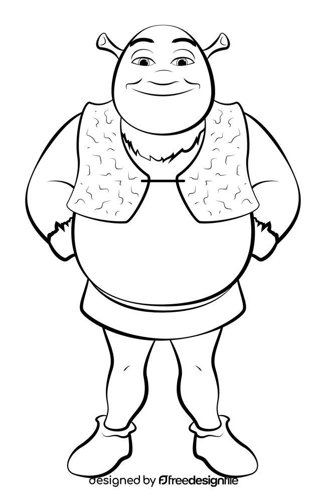 Shrek black and white clipart