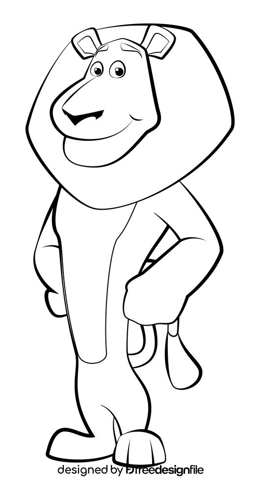 Madagascar Alex black and white clipart