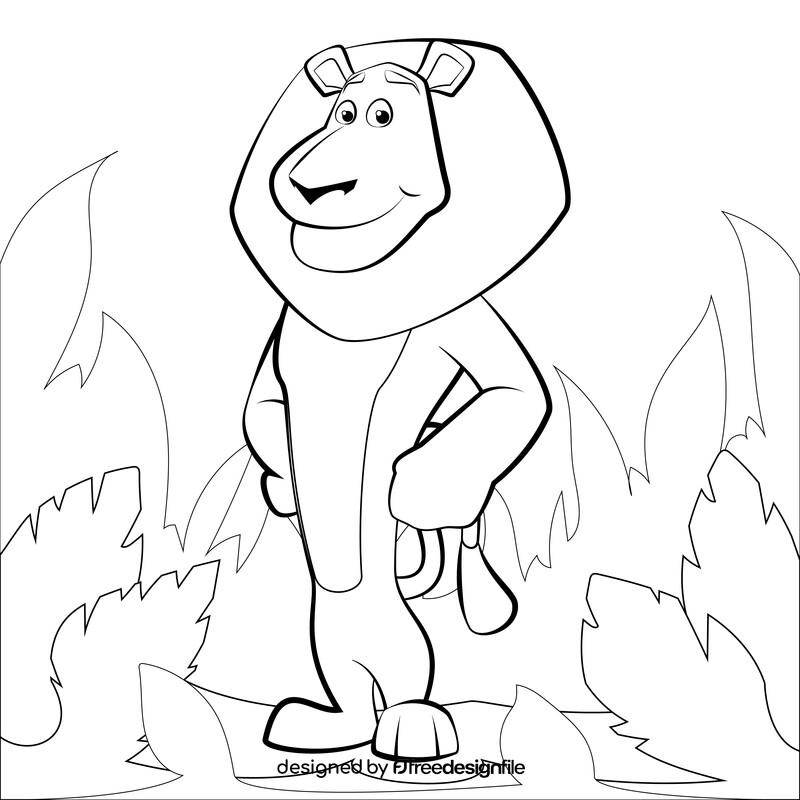 Madagascar Alex drawing black and white vector