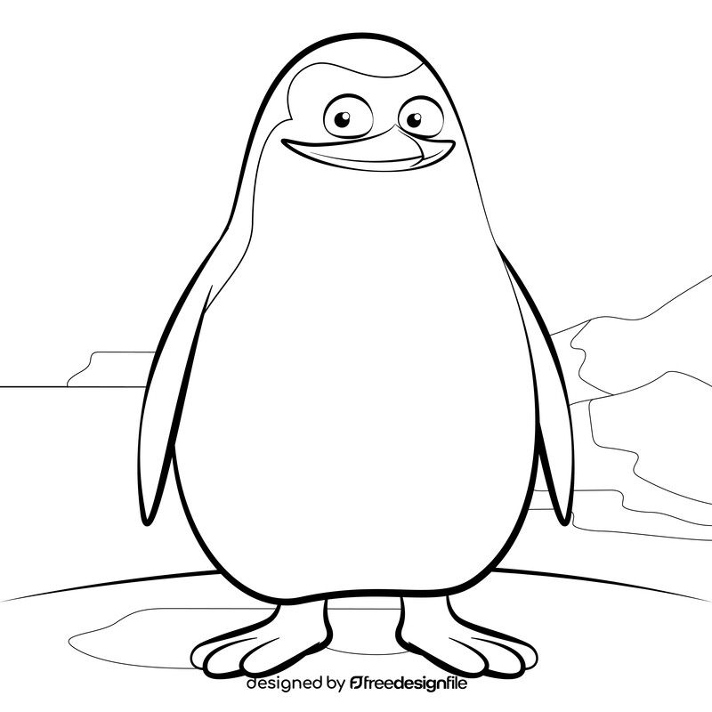 Madagascar penguin drawing black and white vector