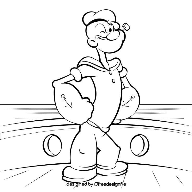 Popeye drawing black and white vector