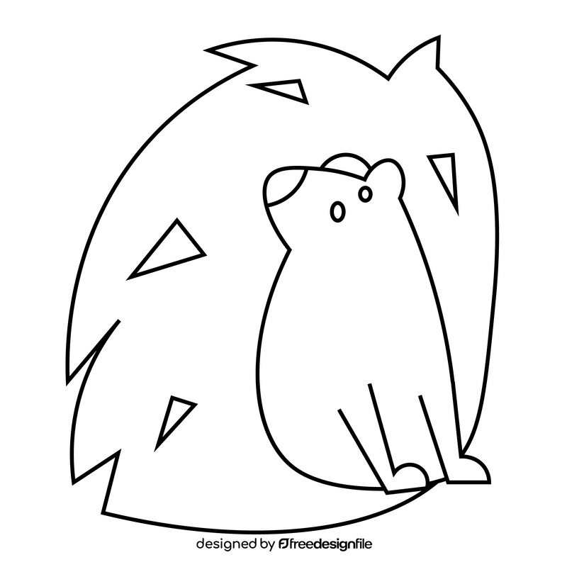 Hedgehog black and white clipart