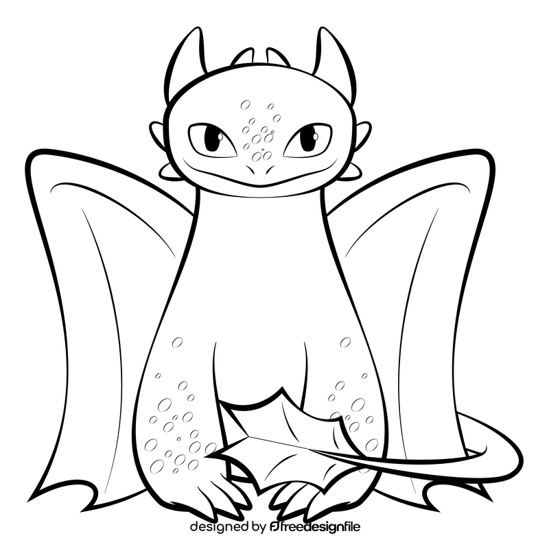 Toothless black and white clipart