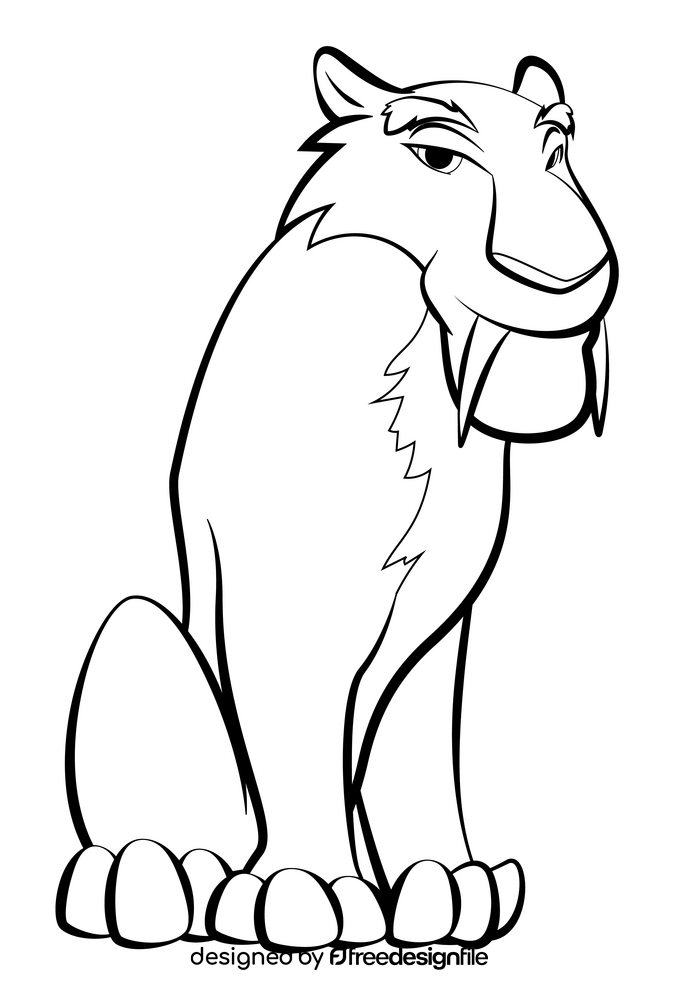 Ice Age Diego black and white clipart