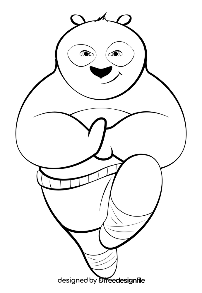 Kung fu panda black and white clipart