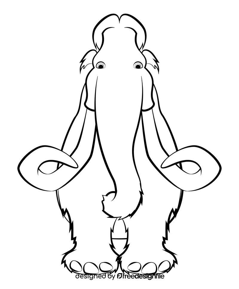 Ice Age Manny mammoth black and white clipart