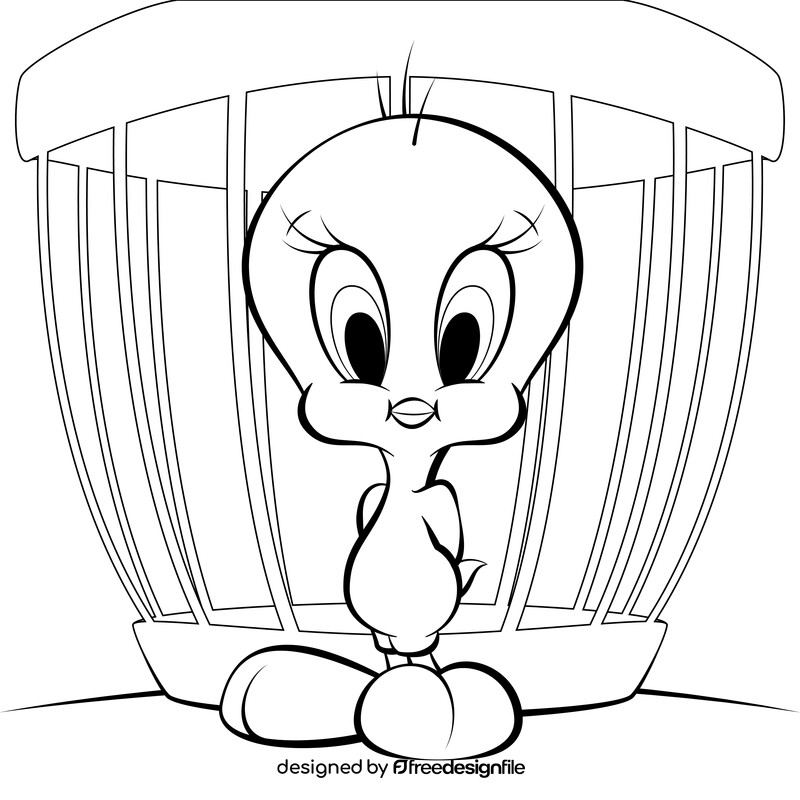 Looney Tunes Tweety bird drawing black and white vector