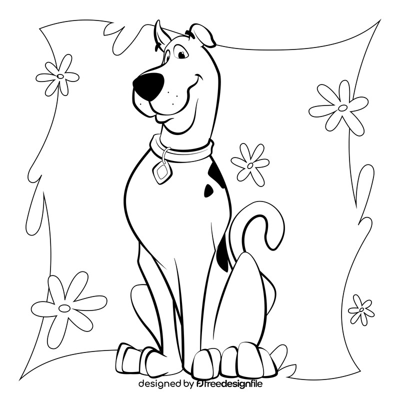 Scooby Doo drawing black and white vector
