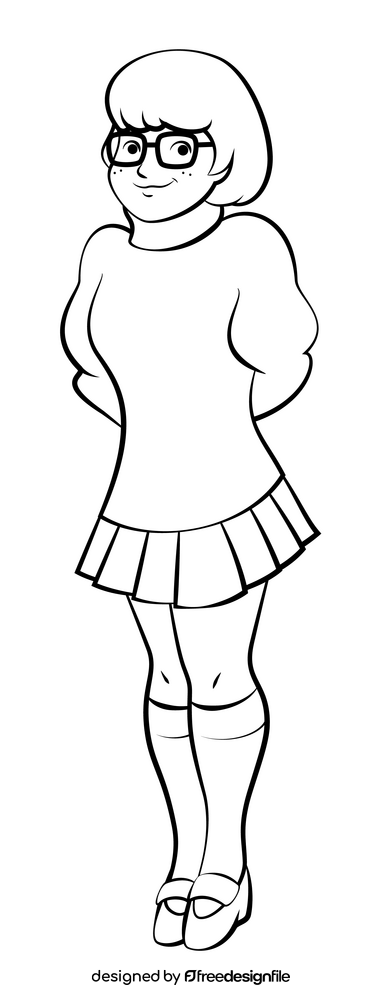 Scooby Doo Velma black and white clipart