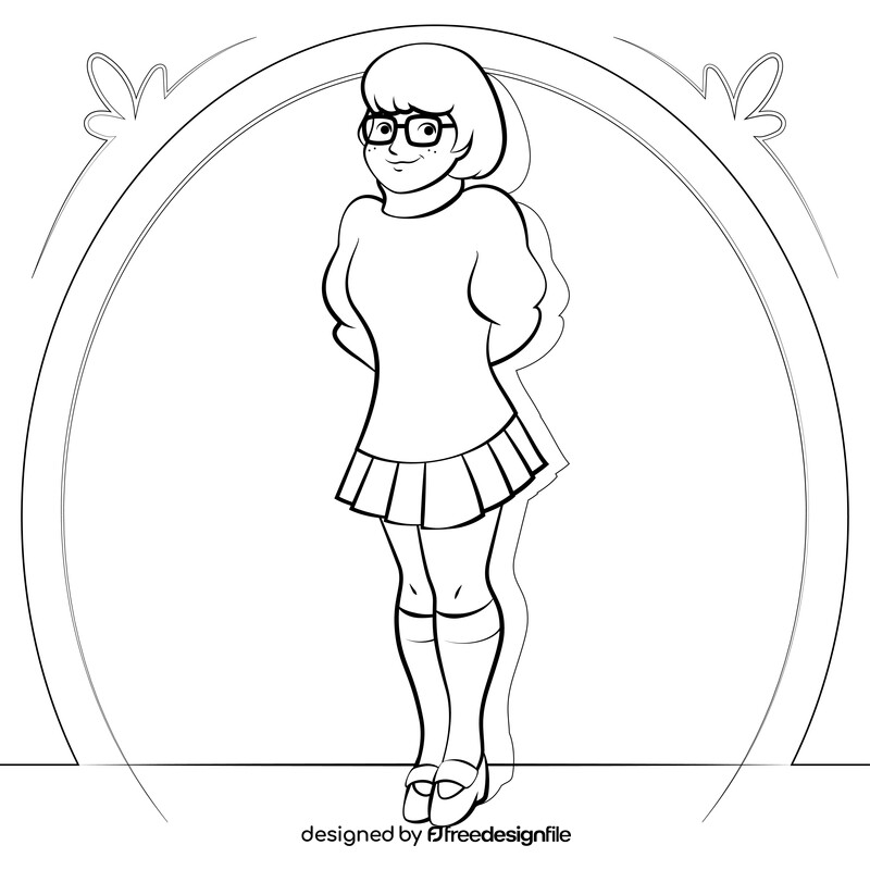 Scooby Doo Velma drawing black and white vector