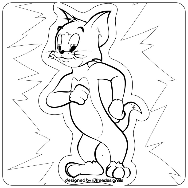 Tom and Jerry drawing black and white vector