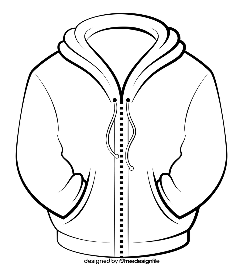 Hoodie black and white clipart