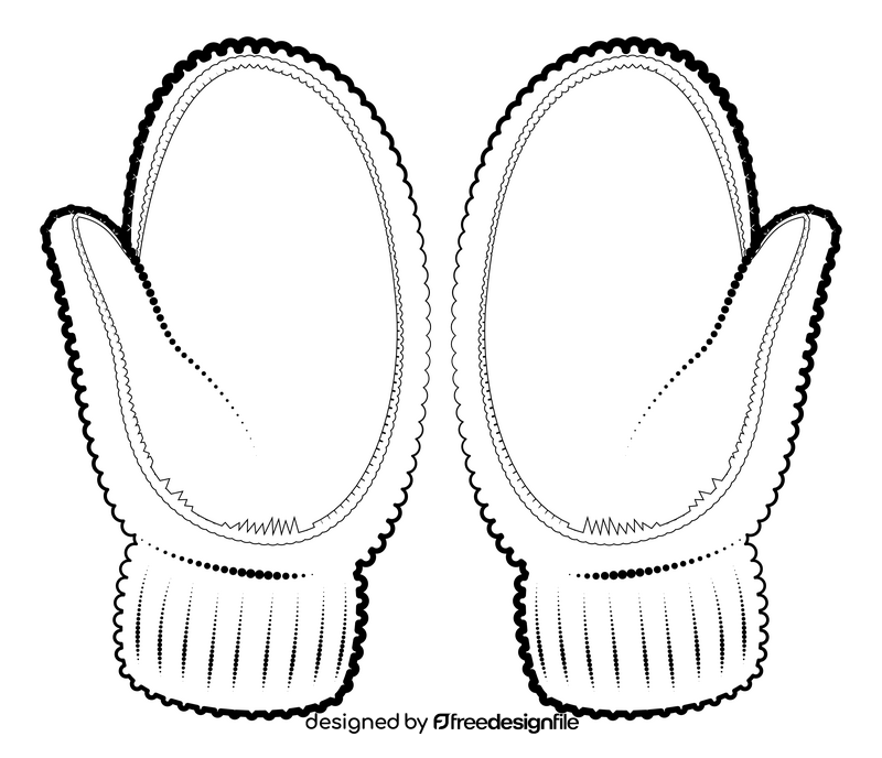 Mittens black and white clipart