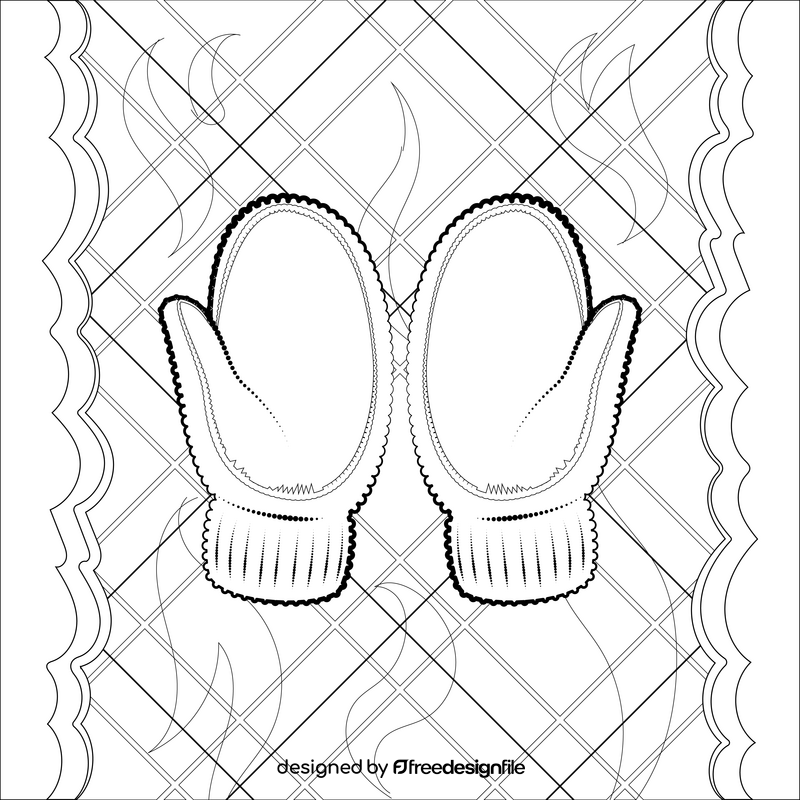 Mittens black and white vector