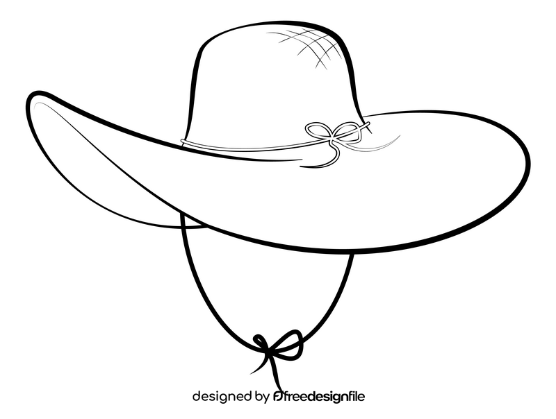 Sun hat black and white clipart