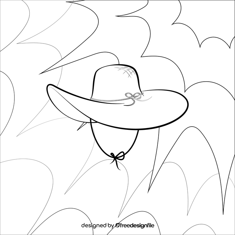 Sun hat black and white vector