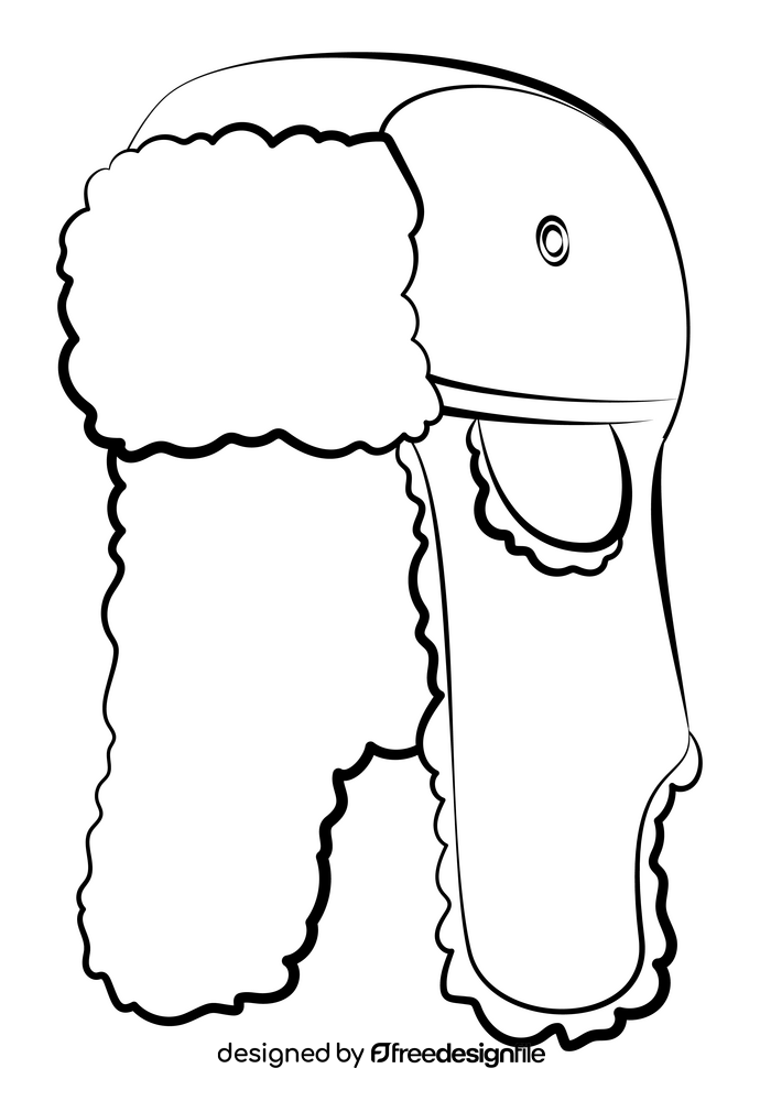 Trapper hat black and white clipart