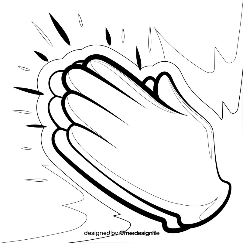 Clap emoji, emoticon black and white vector