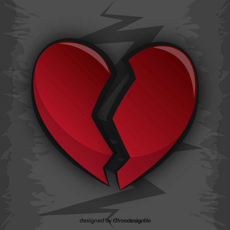 Broken heart emoji, emoticon vector