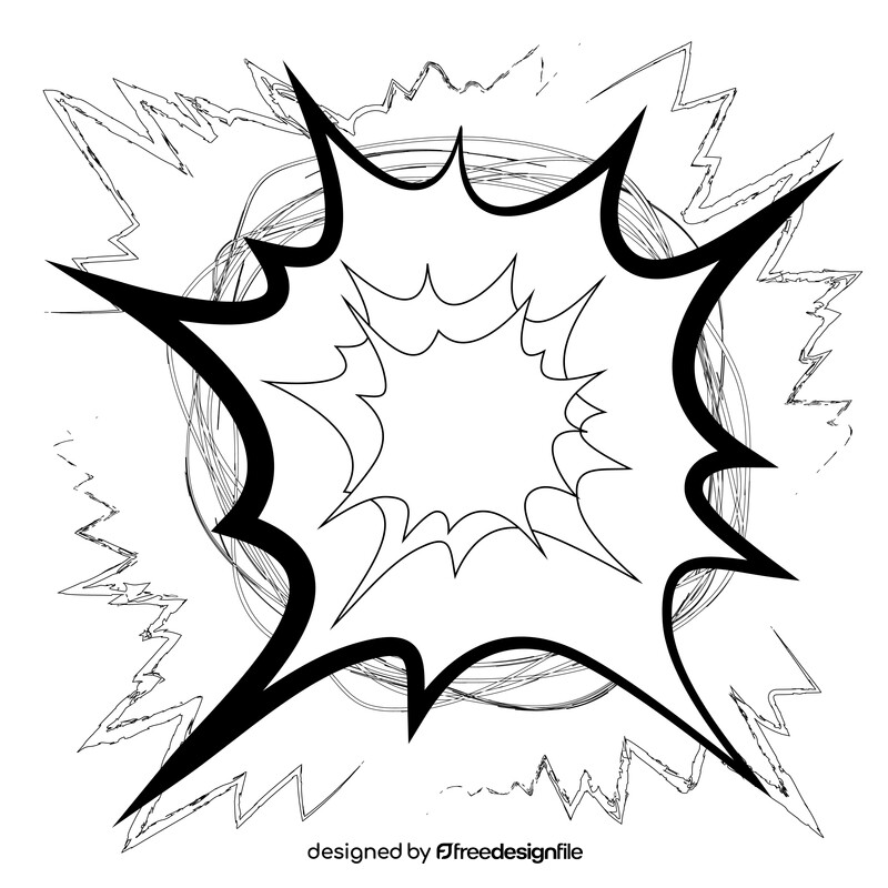 Collision, explosion emoji, emoticon black and white vector