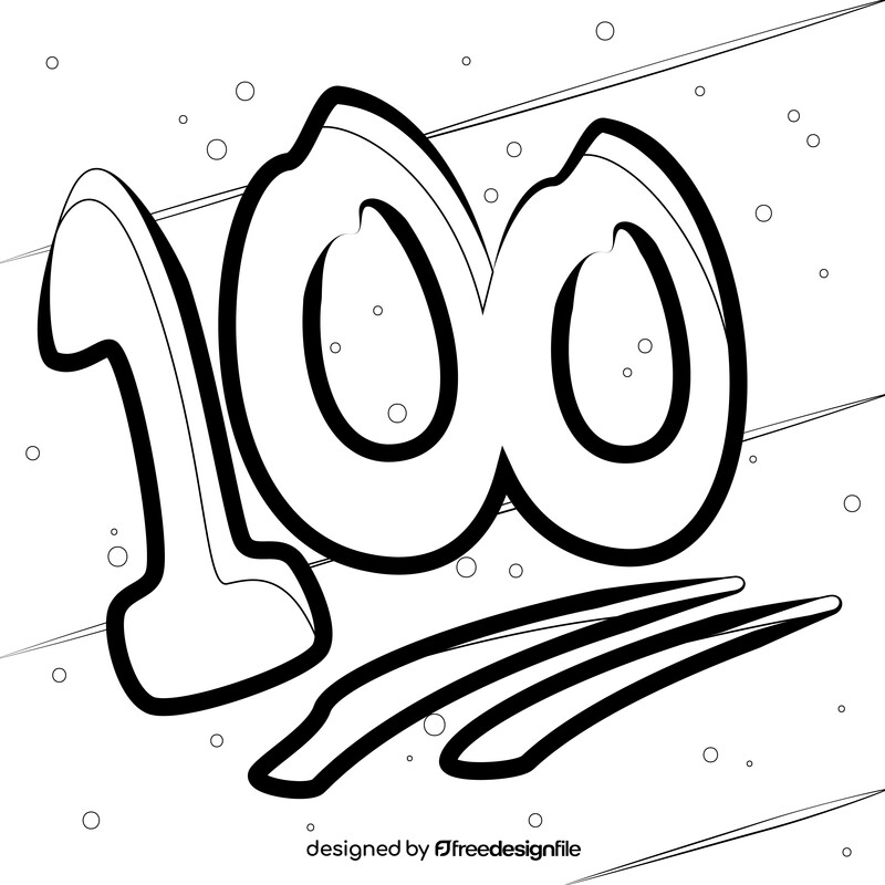 100, hundred points emoji, emoticon black and white vector