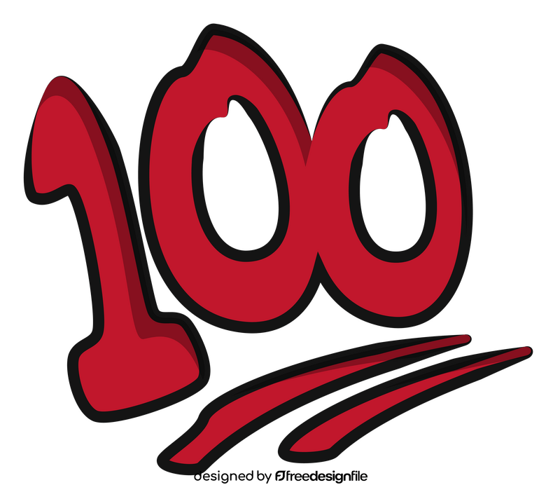 100, hundred points emoji, emoticon clipart