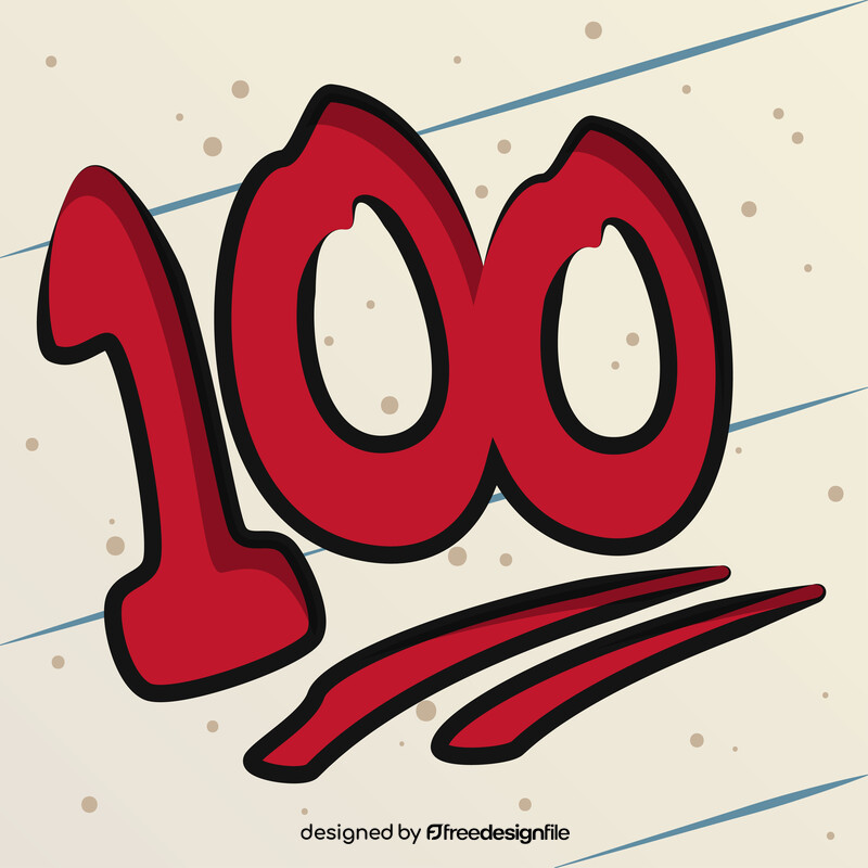 100, hundred points emoji, emoticon vector