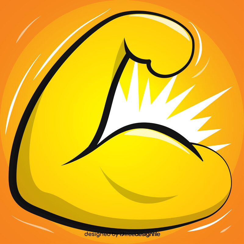 Flex muscle emoji, emoticon vector