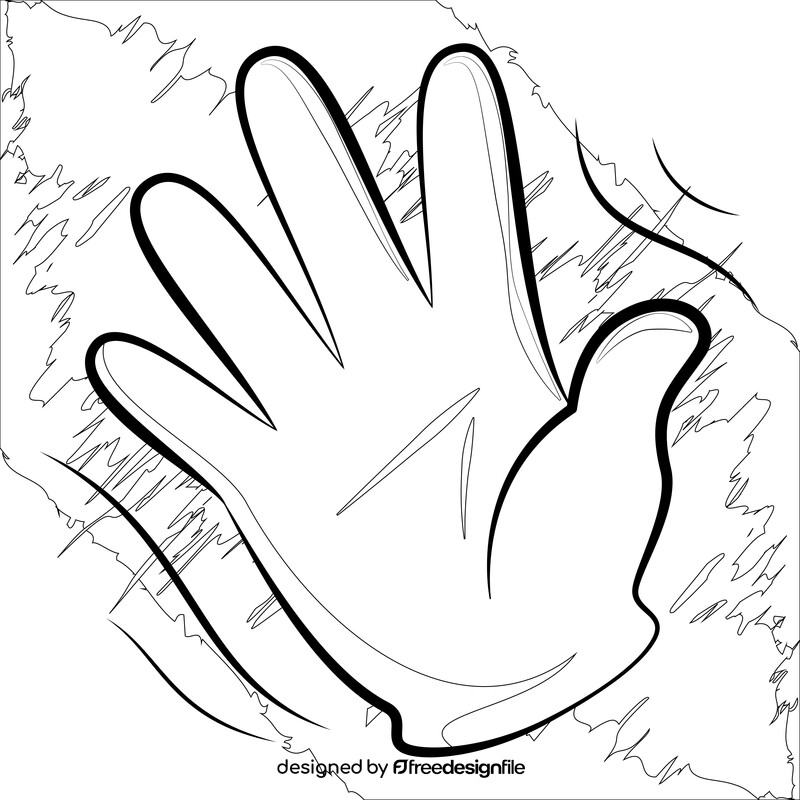 Hand wave emoji, emoticon black and white vector