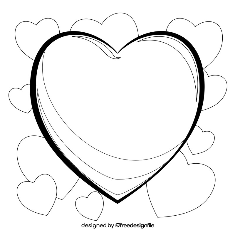Heart emoji, emoticon black and white vector