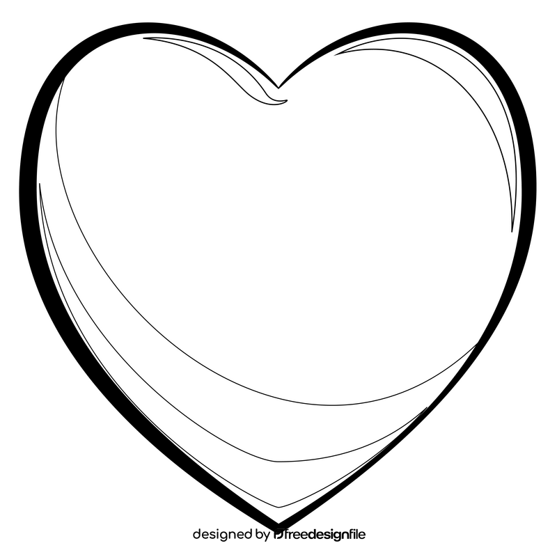 Heart emoji, emoticon drawing black and white clipart