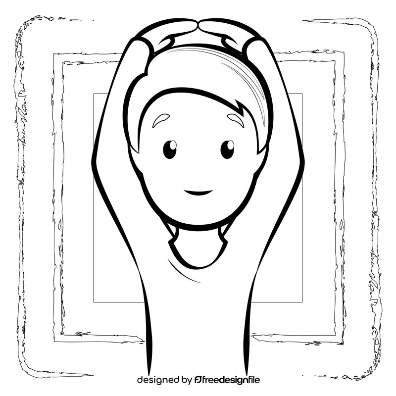 Man gesturing OK emoji, emoticon black and white vector