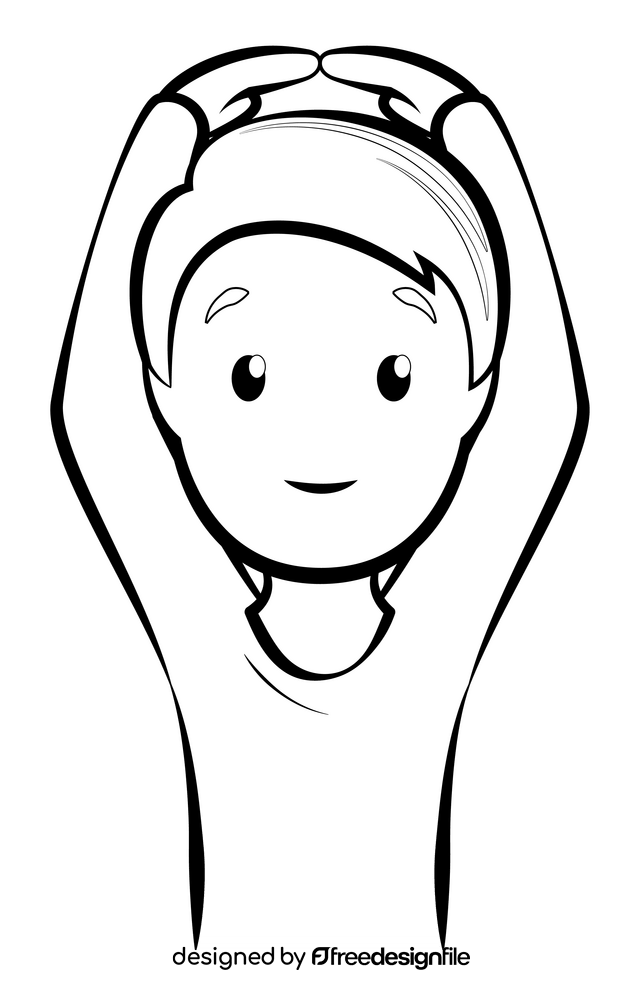 Man gesturing OK emoji, emoticon drawing black and white clipart