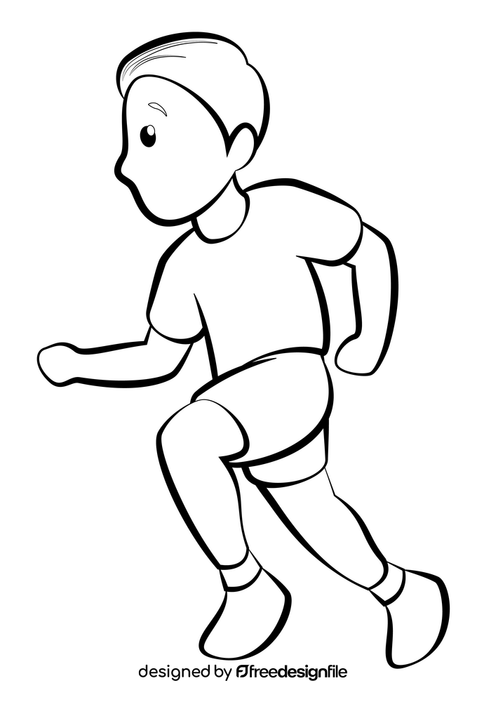 Man running emoji, emoticon drawing black and white clipart free download