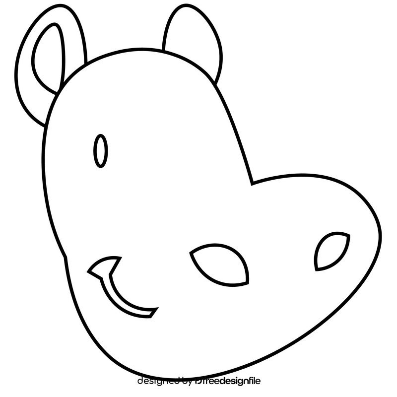 Hippo head black and white clipart