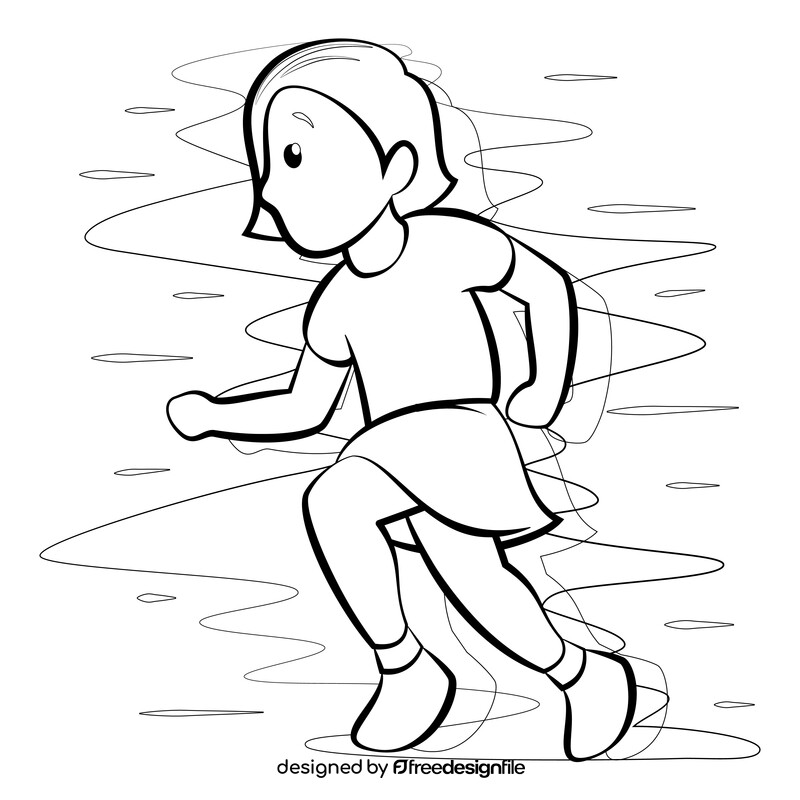 Woman running emoji, emoticon black and white vector