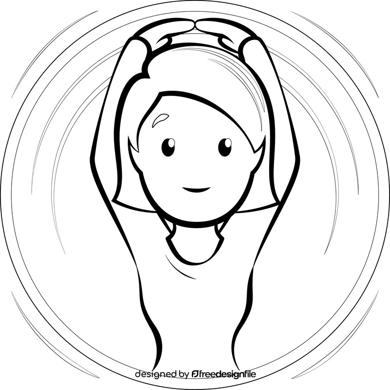 Woman gesturing OK emoji, emoticon black and white vector
